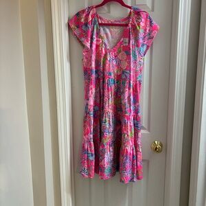 NWT Lilly Pulitzer XL Kaiwai Flutter Sleeve Dress Shell Me Something Good